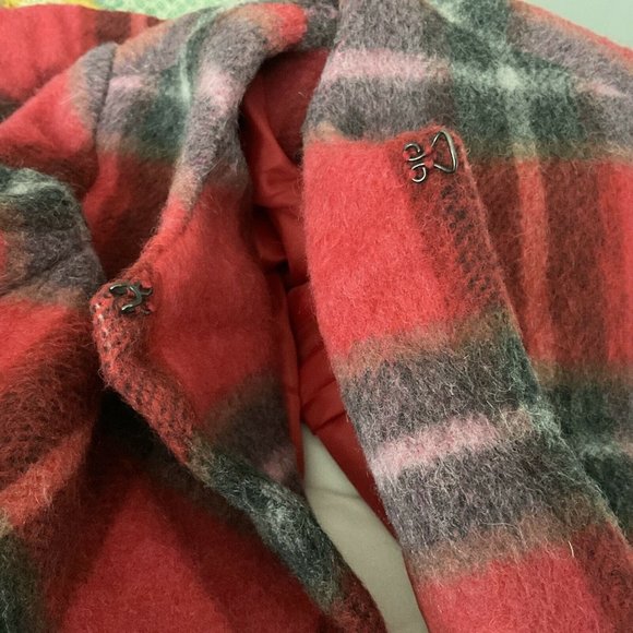 Cross Country Wool Mohair Coat Womens Size 10 Red Plaid Loose Fit Open Cardigan - Picture 6 of 9